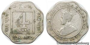 S8841 India-British 4 Annas George V 1920 ->Make offer
