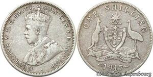 S8857 Australia Shilling 1917 M Melbourne Argent Silver ->make offer