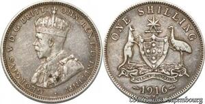 S8858 Australia Shilling 1916 M Melbourne Argent Silver ->make offer