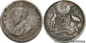 S8861 Australia Six Pence 6 George V 1923 Argent Silver ->make offer