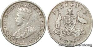 S8862 Australia Six Pence 6 George V 1920 M Melbourne Argent Silver 