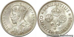 S8877 Mauritius  ¼ Rupee George V 1934 Argent Silver UNC ! BU