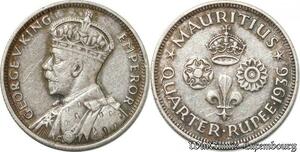 S8878 Mauritius ¼ Rupee George V 1936 Argent Silver ->Make offer