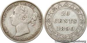S8885 Canada Newfoundland 20 Cents Victoria  1890 Argent Silver ->Make offer