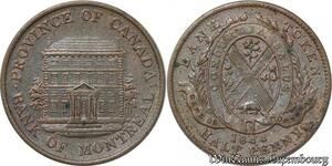 S8899 Scarce Canada Bank of Montreal 1/2 Penny Token 1844 UNC ! BU 