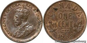 S8901 Canada One Cent George V 1932 UNC ! ->Make offer