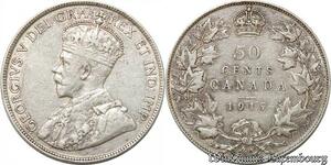 S8904 Scarce Canada 50 Cents George V 1917 Argent Silver XF +++ >Make offer