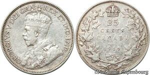 S8908 Canada 25 Cents George V 1914 Argent Silver ->Faire Offre