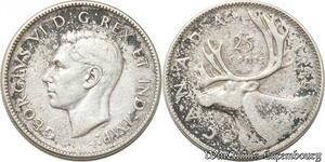 S8909 Canada 25 Cents George VI 1945 Argent Silver ->Faire Offre