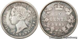 S8913 Scarce Canada 10 Cents Victoria 1881 H Argent Silver ->Faire Offre