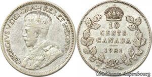 S8915 Canada 10 Cents George V 1931 Argent Silver ->Make offer