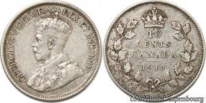 S8916 Canada 10 Cents George V 1914 Argent Silver ->Make offer