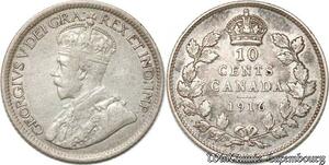 S8921 Canada 10 Cents George V 1916 Argent Silver ->Make offer