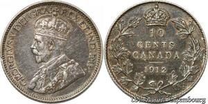 S8923 Canada 10 Cents George V 1912 Argent Silver AU ->Make offer