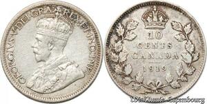 S8925 Canada 10 Cents George V 1919 Argent Silver ->Make offer
