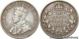 S8928 Canada 10 Cents George V 1913 Argent Silver ->Make offer