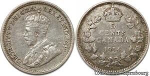 S8932 Canada 5 Cents George V 1914 Argent Silver ->Make offer