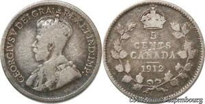 S8937 Canada 5 Cents George V 1912 Argent Silver ->Make offer