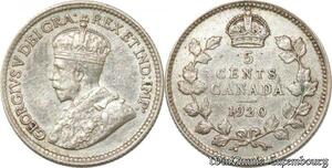 S8938 Canada 5 Cents George V 1920 Argent Silver ->Make offer