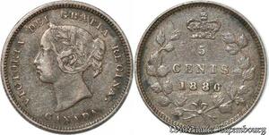 S8939 Rare Canada 5 Cents Victoria 1886 Argent Silver ->Make offer