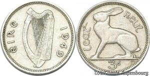S8946 Ireland Republic 3 Pence 1935 Rabbit ->Make offer