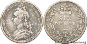 S8962 Great Britain 6 Pence Victoria 1889 Argent Silver ->Make offer