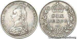S8963 Great Britain 6 Pence Victoria 1891 Argent Silver ->Make offer