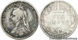 S8964 Great Britain 6 Pence Victoria 1892 Argent Silver ->Make offer