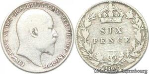 S8967 Great Britain 6 Pence Edouard VII 1907 Argent Silver ->Make offer