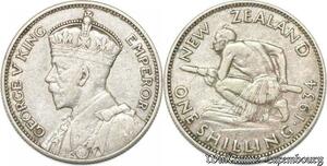 S8971 Nouvelle-Zélande 1 Shilling George V 1934 Argent Silver ->Make offer