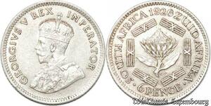 S8984 South Africa 6 Pence George V 1926 Argent Silver AU !->make offer