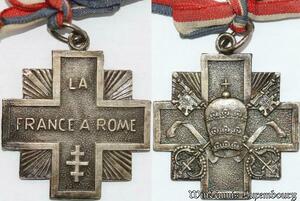 S9014 France Medaglia Medal Papal La France Rome Croix de Loaine Libération Silvered 