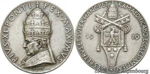 S9016 Vatican Medaglia Medal Papal Pivs XI 1929 Silver ->Make offer