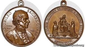 S9151 Medaglia Medal Papal Vatican Pope Leone XIII 1887 Guibileo Sacerdotale 