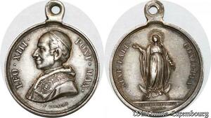 S9172 Medaglia Vatican Pope Leon XIII Bianchi Sine Labe Concepta 1854 Silver