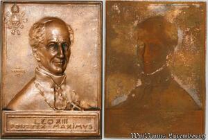 S9239 Plaque Médaille Vatican Leo XIII Pontifex Maximvs uniface incuse 