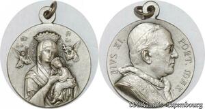 S9252 Médaille Papal Vatican Pius Pie XI Pont Max Jesus Maria Silvered 