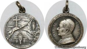 S9258 Médaille Papal Vatican Pius Pie XI Pont Max Lourdes 1935 Silvered