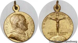 S9270 Médaille Papal Vatican Pius Pie XI Jesus Christ Année Sainte 1933