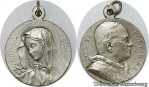 S9277 Médaille Papal Vatican Pius Pie XI Pont Max Mater Dolor Maria Silvered 