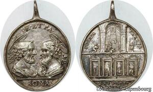 S9301 Rare Medal Papal State Vatican St Petrus Paulus Scala Sancta 1750&#039;s Silver