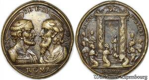 S9303 Rare Médaille Papal Vatican Benedict XIV Scala Sancta 1740-1758