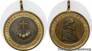 S9326 Médaille Papal Vatican Leo XIII Pont Max 1887 Sacerdotio ->Make offer