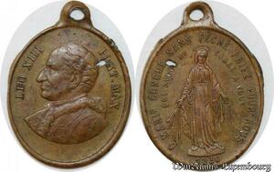 S9339 Médaille Vatican Leo XIII Pont Max Roma Sans péché priez pour nous