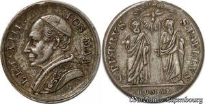 S9344 Médaille Papal Vatican Leo XIII Pont S. Petrus S. Pavlivs Silvered