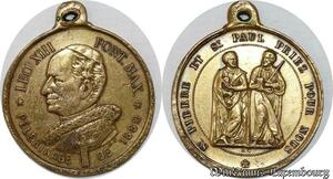 S9350 Médaille Papal Vatican Leo XIII S. Piee S. Paul >Make offer