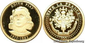 S9487 France Médaille Edit Piaf Vive la France PF BE Or Gold -> Faire Offre 