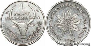 S9642 Madagascar 1 Franc Essai Iraimbilania 1965 FDC -> Faire Offre