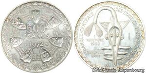 S9683 Afrique Occidentale Fr 500 Francs Essai Union Monétaire Joly 1972 FDC