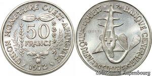 S9696 Afrique Occidentale Francaise 50 Francs Essai Ashantis 1972 FDC